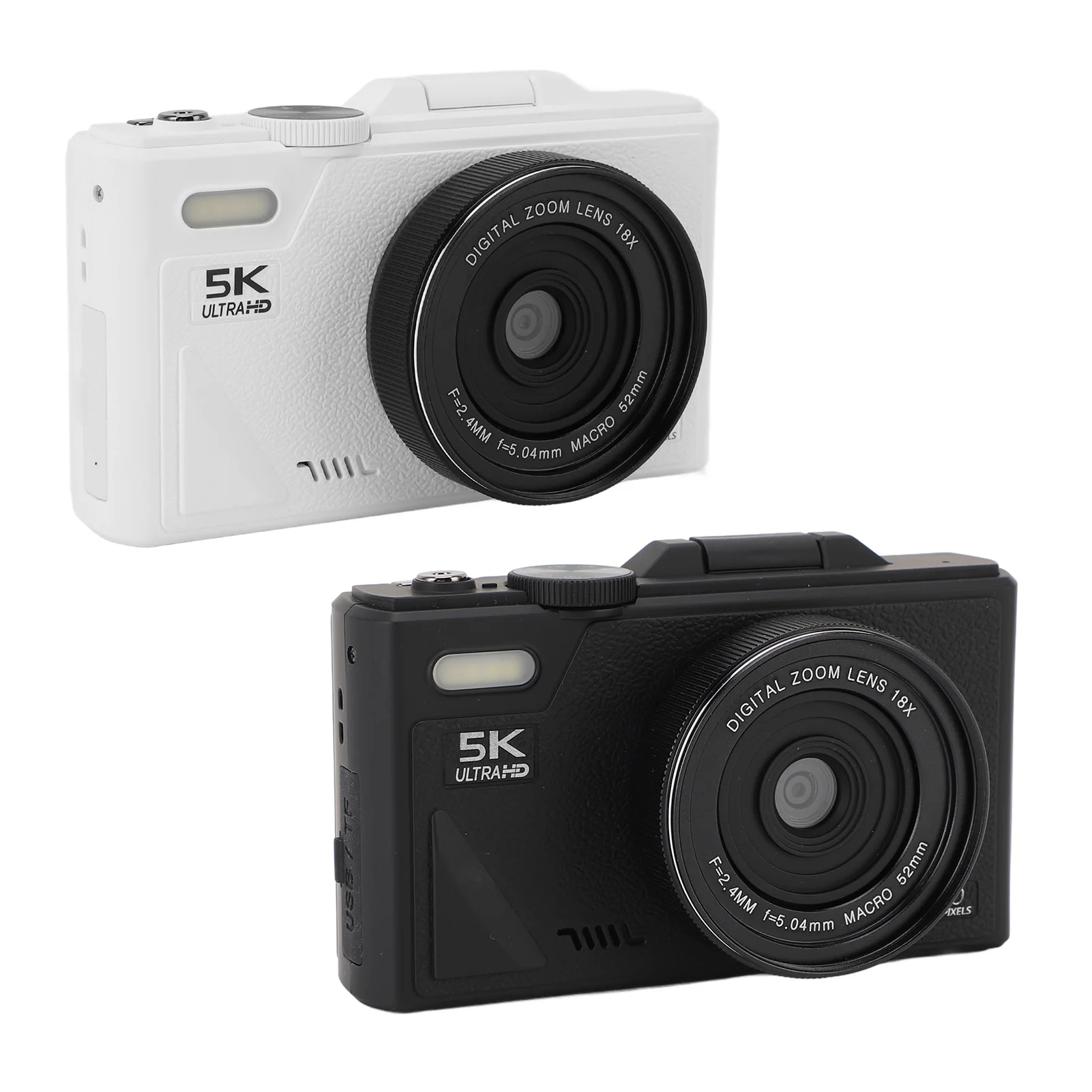 Digital Camera Smile Detection Mirrorless Camera 18X Digital Zoom Autofocus 5K 75MP HD 3 Inch Screen with USB Cable for Travel