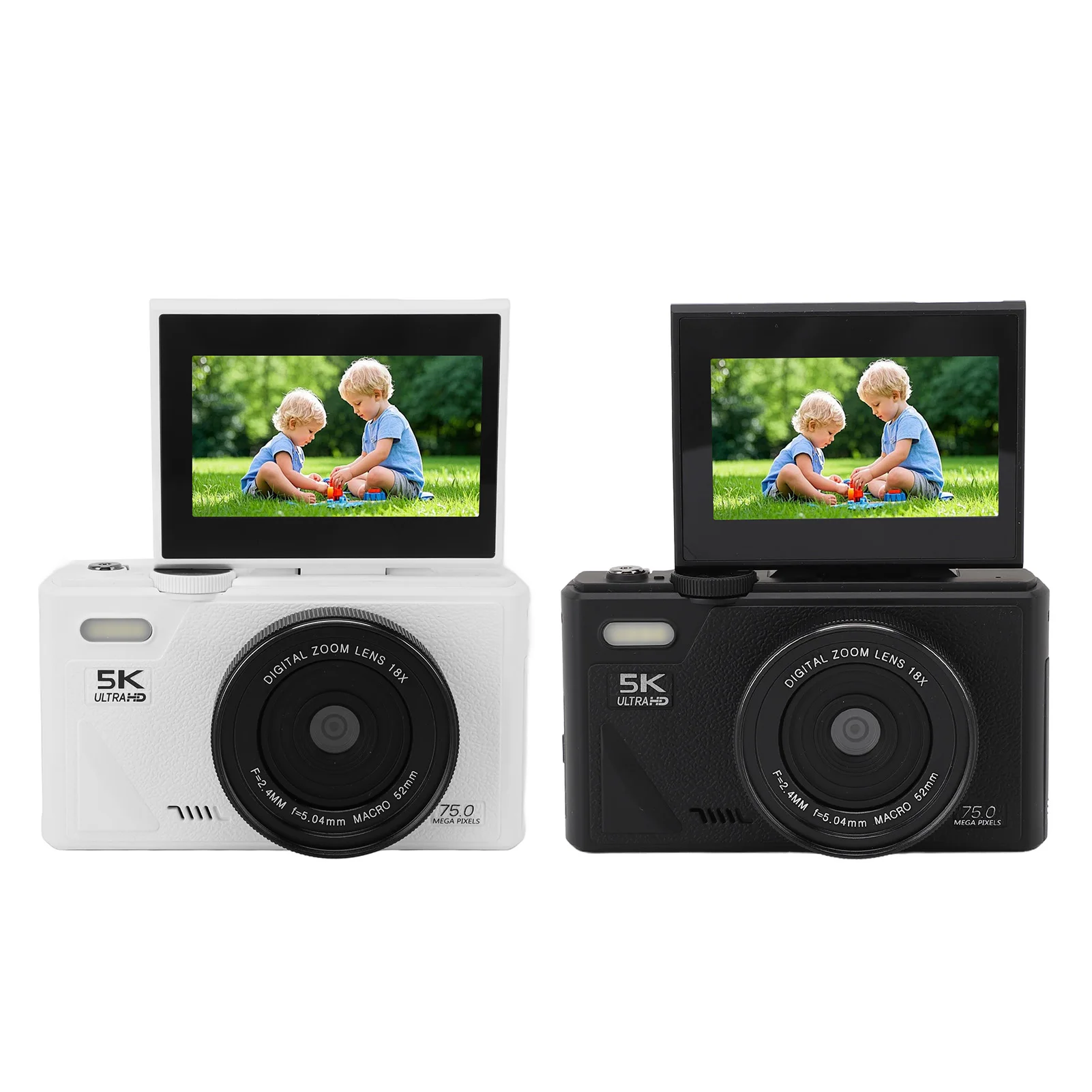 Digital Camera Smile Detection Mirrorless Camera 18X Digital Zoom Autofocus 5K 75MP HD 3 Inch Screen with USB Cable for Travel