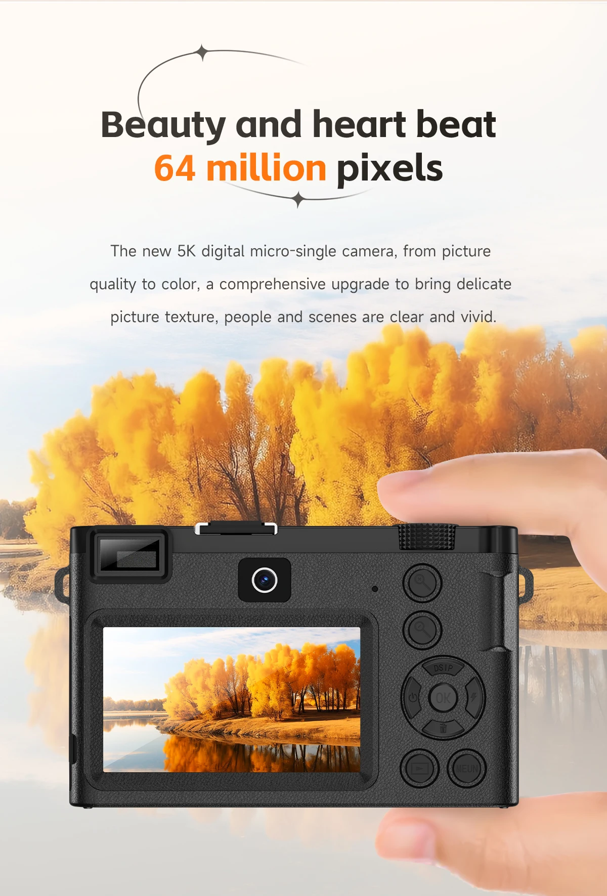 5K Professional Digital Camera WIFI Webcam Wide Angle Digital Zoom 64MP Camcorder Photography 3 Inch Screen Vlog Video Recorder