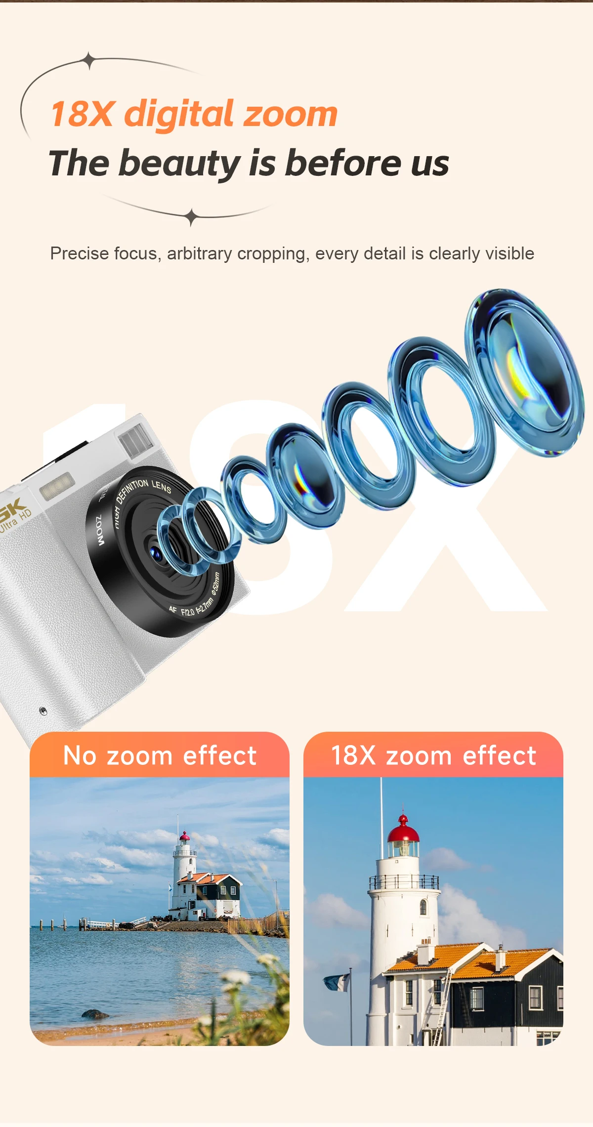 5K Professional Digital Camera WIFI Webcam Wide Angle Digital Zoom 64MP Camcorder Photography 3 Inch Screen Vlog Video Recorder