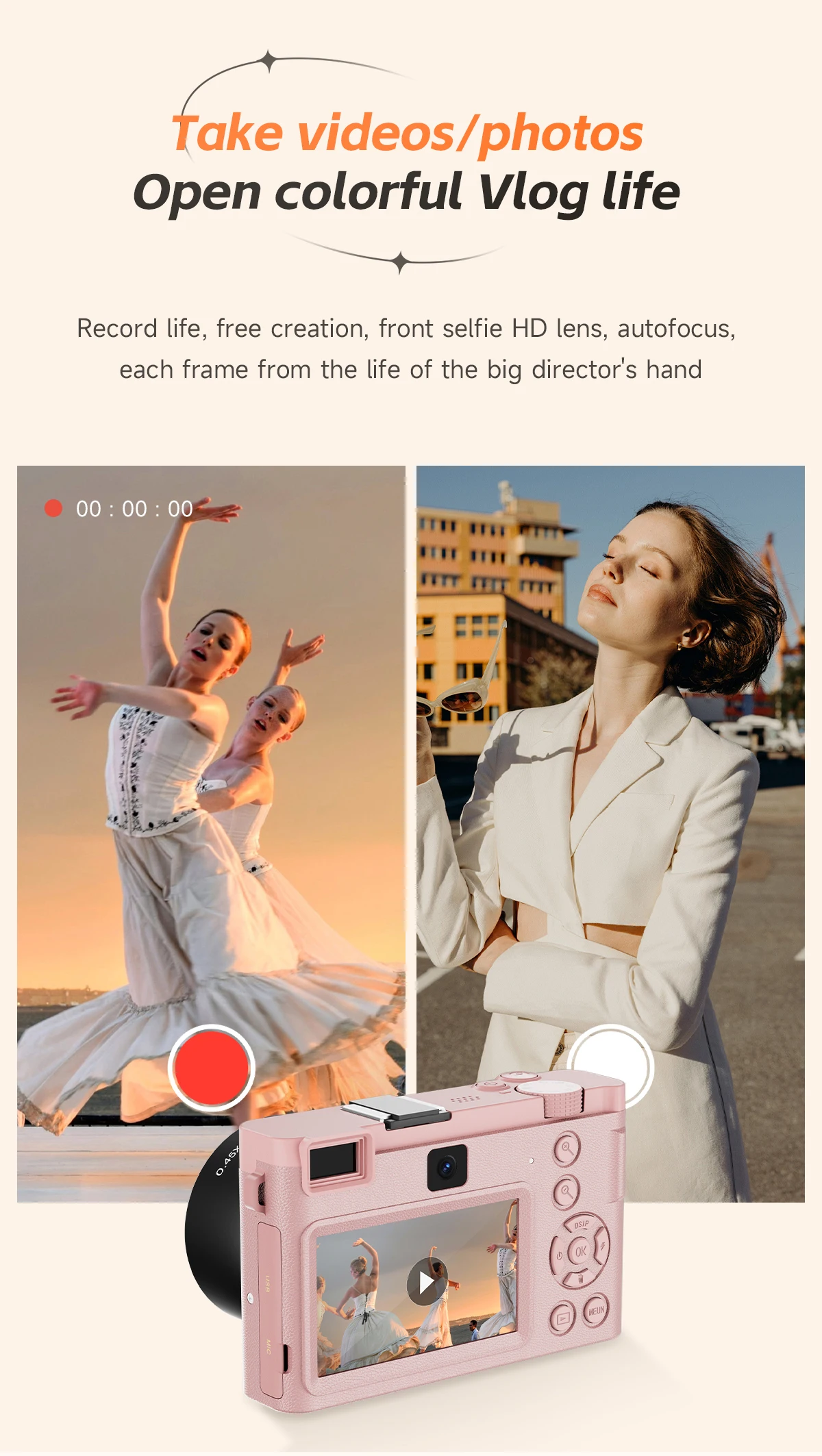 5K Professional Digital Camera WIFI Webcam Wide Angle Digital Zoom 64MP Camcorder Photography 3 Inch Screen Vlog Video Recorder