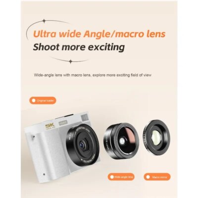 5K Professional Digital Camera WIFI Webcam Wide Angle Digital Zoom 64MP Camcorder Photography 3 Inch Screen Vlog Video Recorder - Image 3