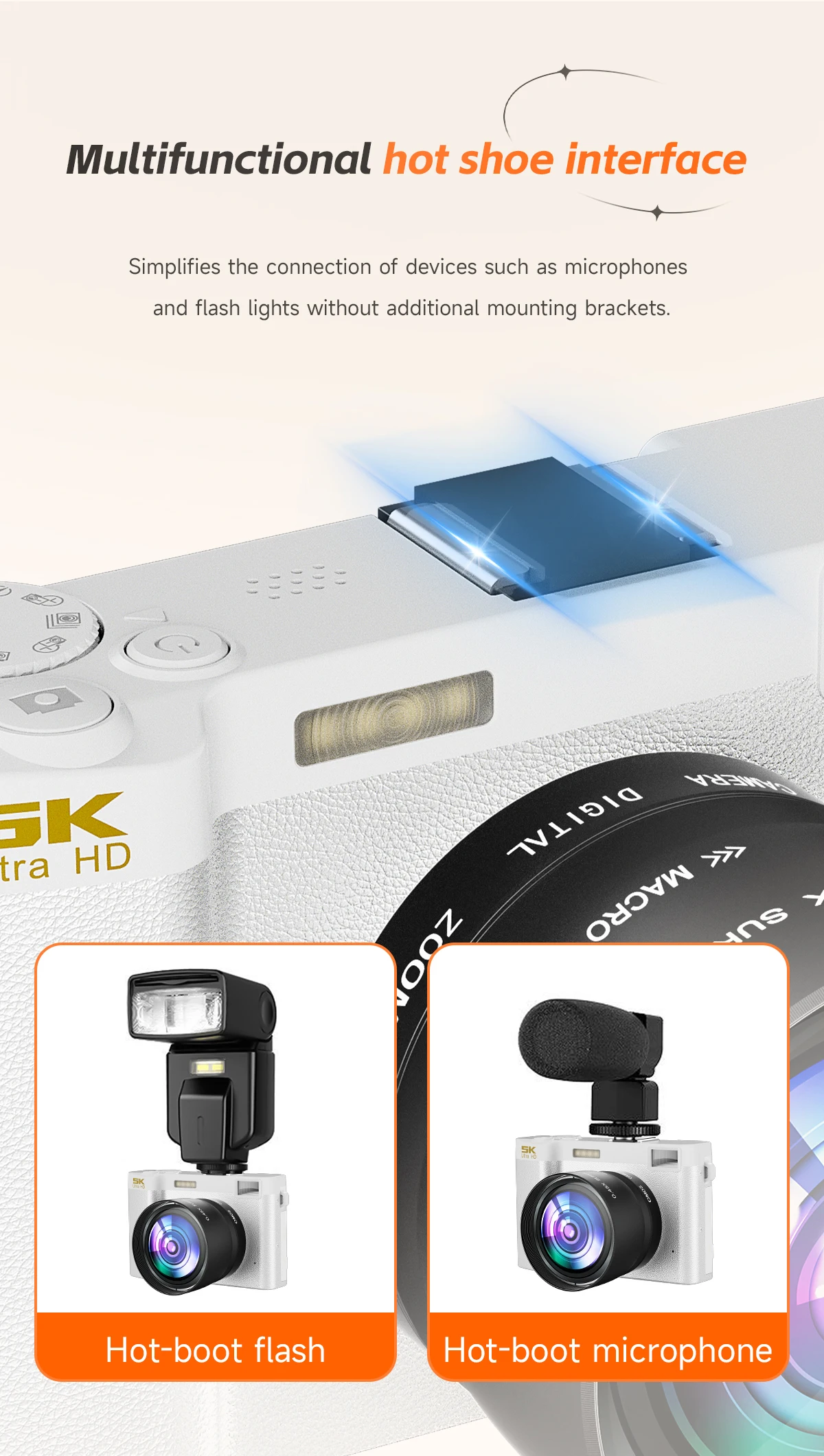5K Professional Digital Camera WIFI Webcam Wide Angle Digital Zoom 64MP Camcorder Photography 3 Inch Screen Vlog Video Recorder