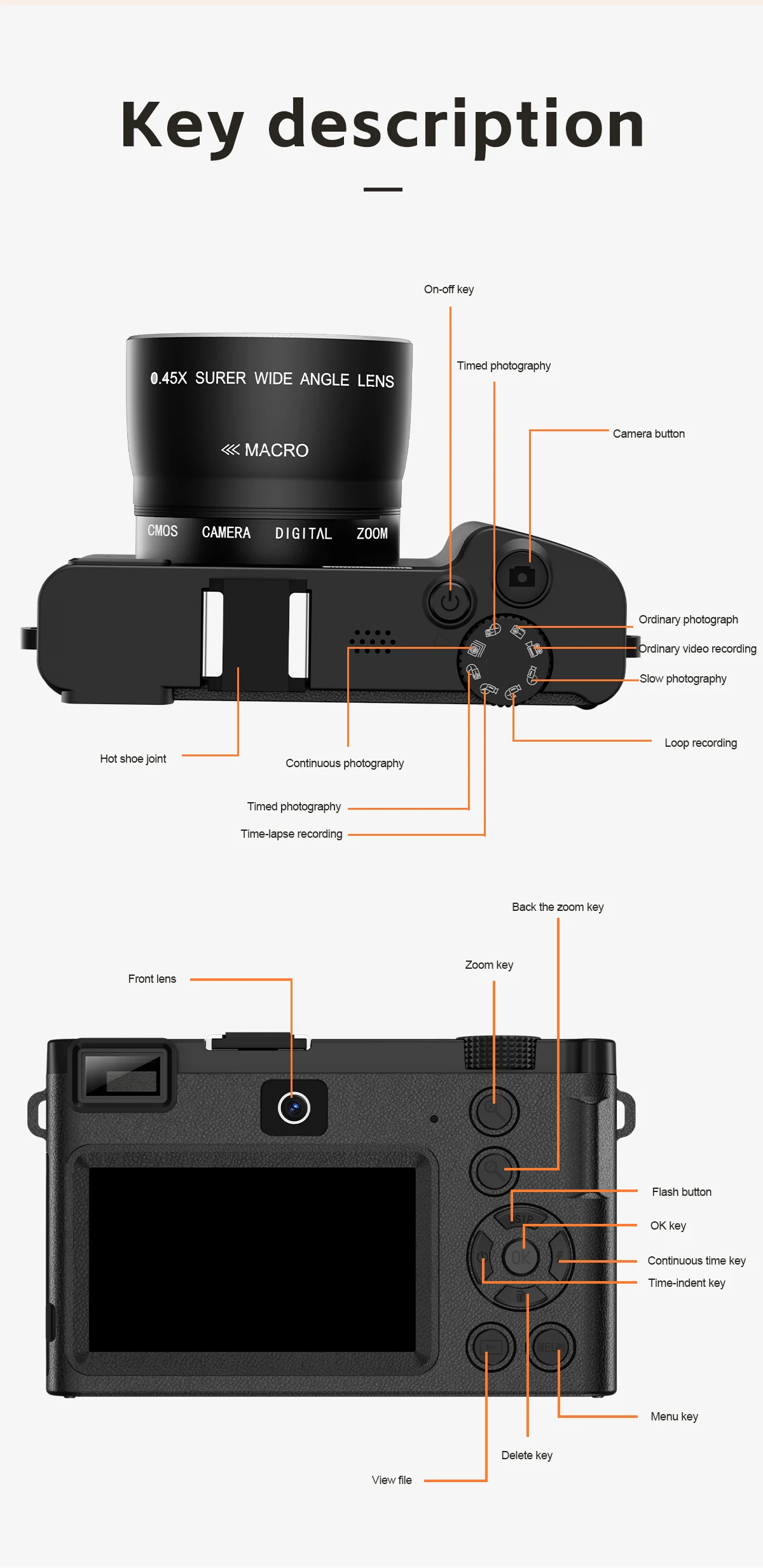 5K Professional Digital Camera WIFI Webcam Wide Angle Digital Zoom 64MP Camcorder Photography 3 Inch Screen Vlog Video Recorder