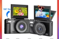 Ourlife AC600 Digital Camera 4K 64MP UHD Cameras 18X Digital Zoom 180° Flip Screen Vintage Vlogging Camera for YouTube Autofocus