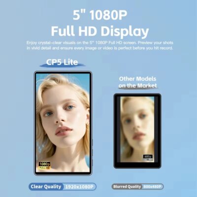 SHIMBOL CP5 Lite 5" Vlog Selfie Phone Monitor Screen 1080P FHD Phone Rear Camera Selfie Monitor for iPhone 16 15 Samsung Phone - Image 6