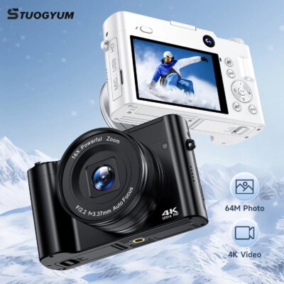 4K Digital Camera for Photography and Video Autofocus 48MP Vlogging Camera 3'' 180° Flip Screen with Flash for Christmas gift