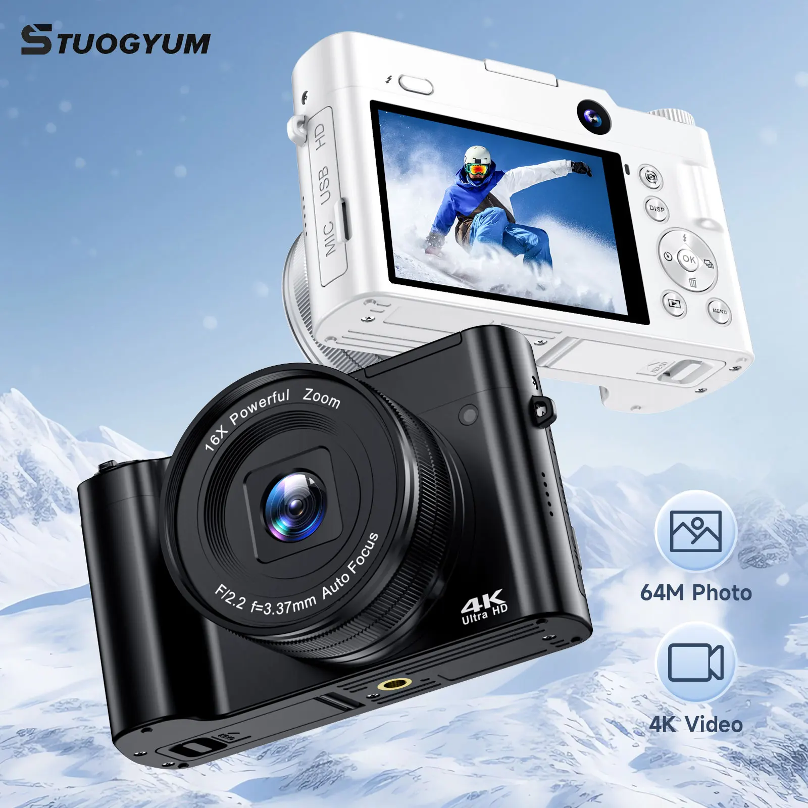 4K Digital Camera for Photography and Video Autofocus 48MP Vlogging Camera 3'' 180° Flip Screen with Flash for Christmas gift 4K Digital Camera for Photography and Video Autofocus 48MP Vlogging Camera 3'' 180° Flip Screen with Flash for Christmas gift