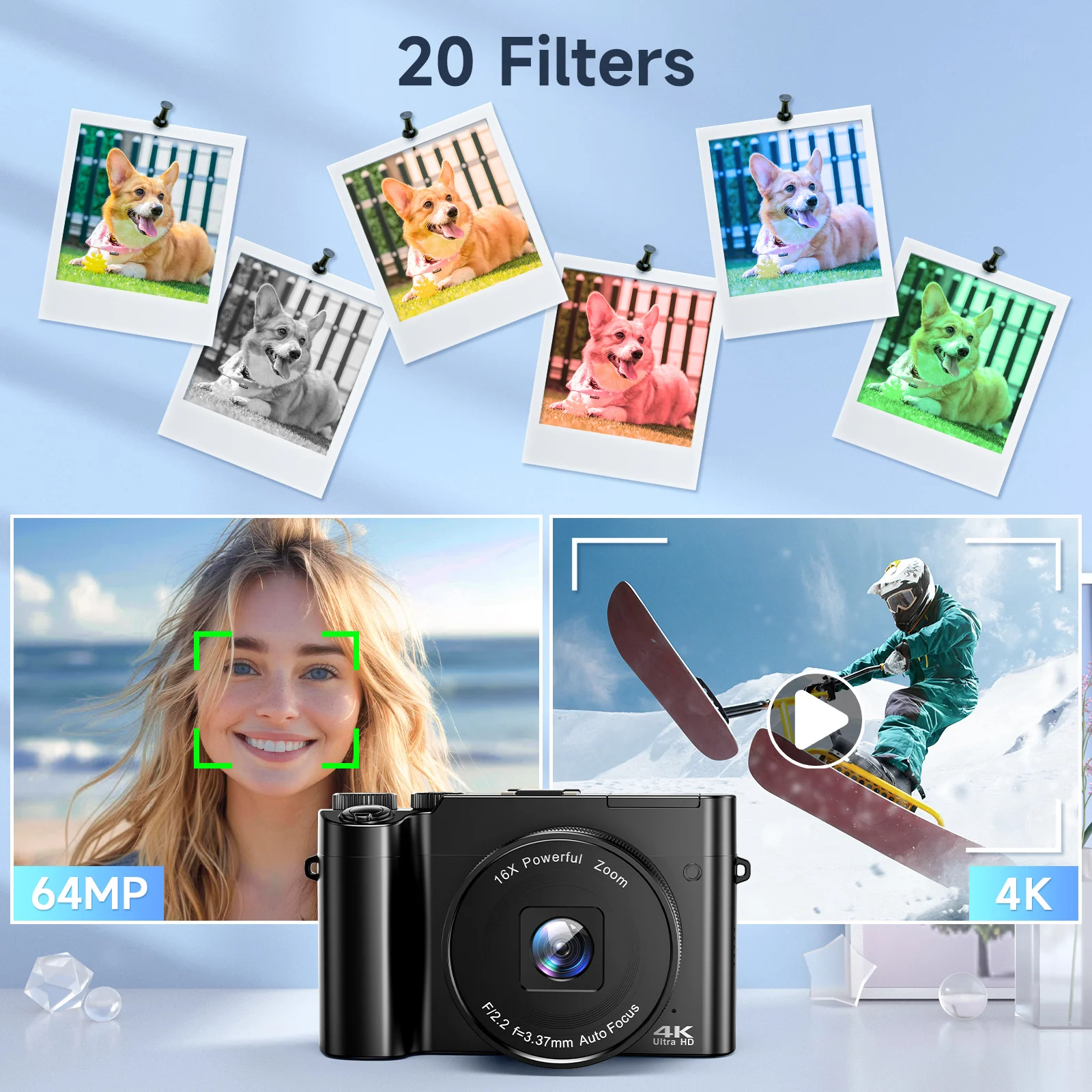 4K Digital Camera for Photography and Video Autofocus 48MP Vlogging Camera 3'' 180° Flip Screen with Flash for Christmas gift 4K Digital Camera for Photography and Video Autofocus 48MP Vlogging Camera 3'' 180° Flip Screen with Flash for Christmas gift