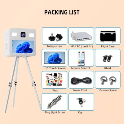 with Flight Case 21.5" Touch Screen Photo Booth Portable Tripod Selfie PhotoBooth Machine DSLR Booth for Wedding Rental Events - Image 3