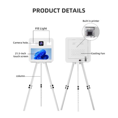 with Flight Case 21.5" Touch Screen Photo Booth Portable Tripod Selfie PhotoBooth Machine DSLR Booth for Wedding Rental Events - Image 5