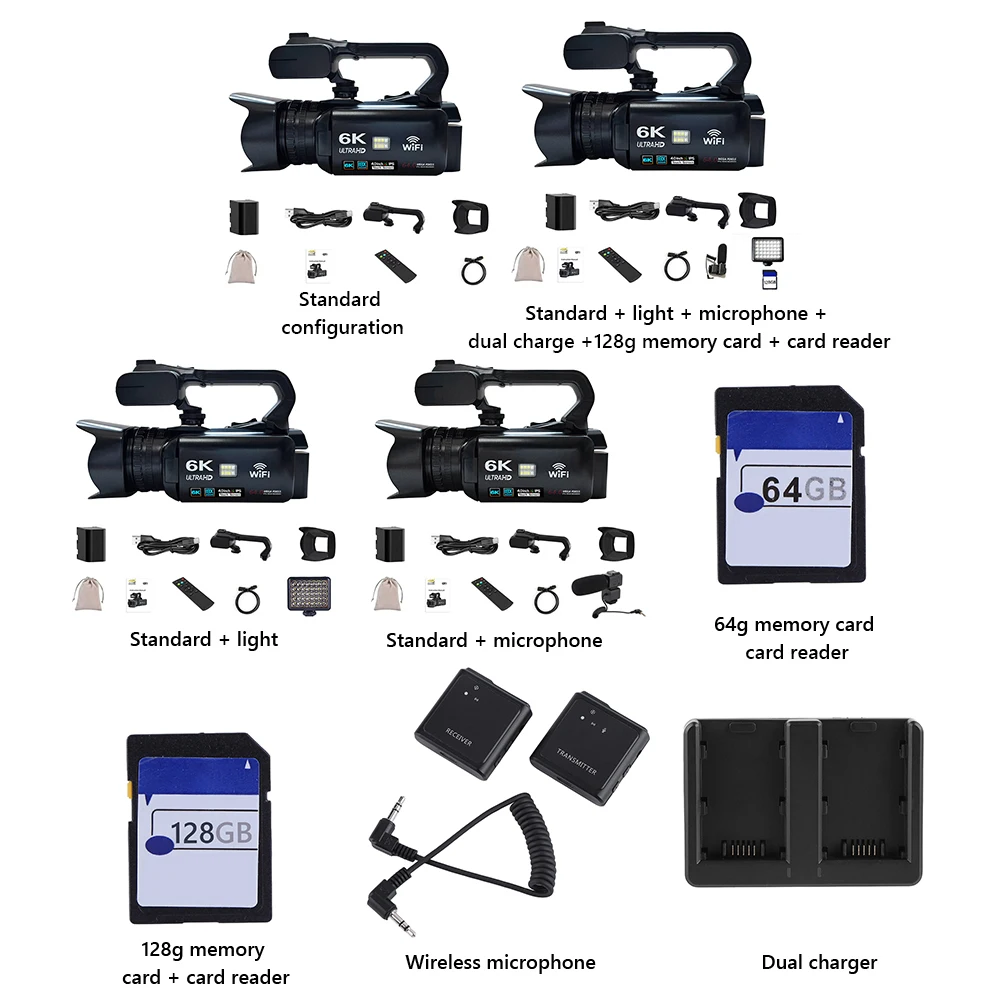 6K Digital Video Camera 64MP 4inch Touch Screen Vlogging Camera 18x Digital Zoom Camcorder for YouTube Live Streaming Vlogging