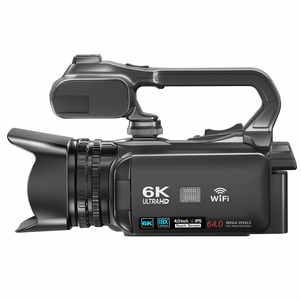 6K Digital Video Camera 64MP 4inch Touch Screen Vlogging Camera 18x Digital Zoom Camcorder for YouTube Live Streaming Vlogging