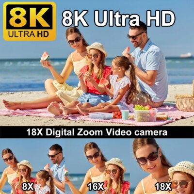 8K Video Camera 64MP Digital Video Camera 18X igital Zoom Camera Recorder 3 Inch LCD Touch Screen Portable Recording Camcorder - Image 2