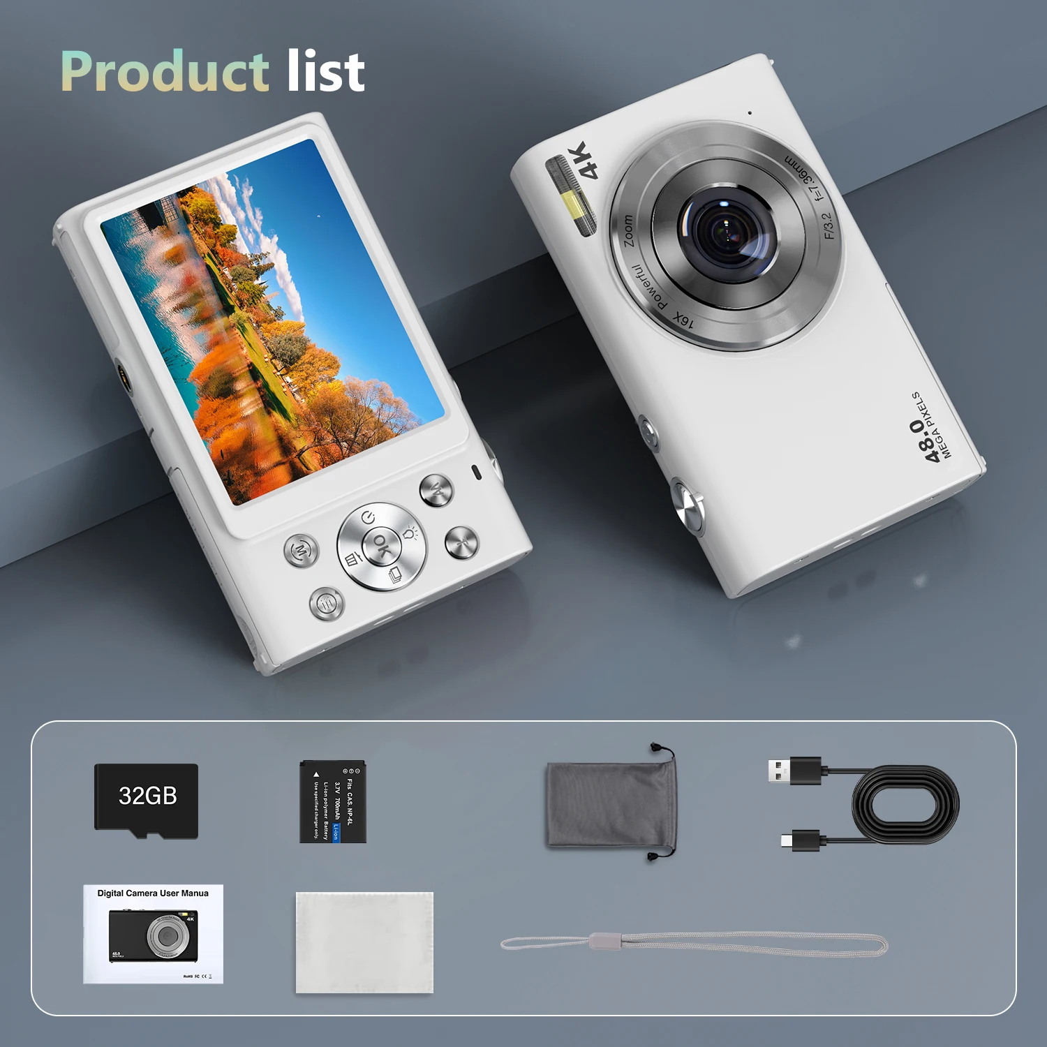 STUOGYUM 4K Digital Camera Autofocus Vlogging Camera HD 48MP with 2.8