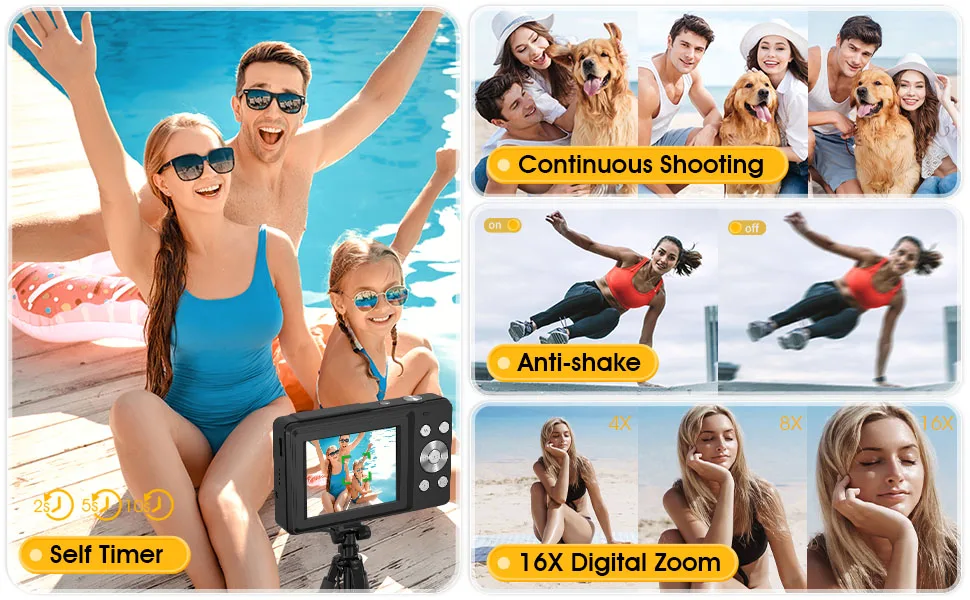 HD 1080P 2.4 inch digital Camera Rechargeable Cameras with 16x Zoom Compact Camera 44MP Cameras for kids Beginner Camera HD 1080P 2.4 inch digital Camera Rechargeable Cameras with 16x Zoom Compact Camera 44MP Cameras for kids Beginner Camera