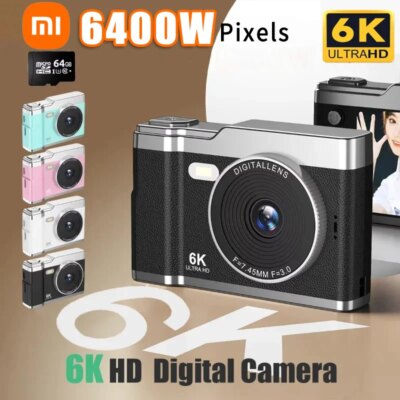 Xiaomi 6k Hd Digital Camera 6400W 2.4in Ips Display With Fill Light  8x Zoom Video Camera Student Ccd Portable Selfie Camera