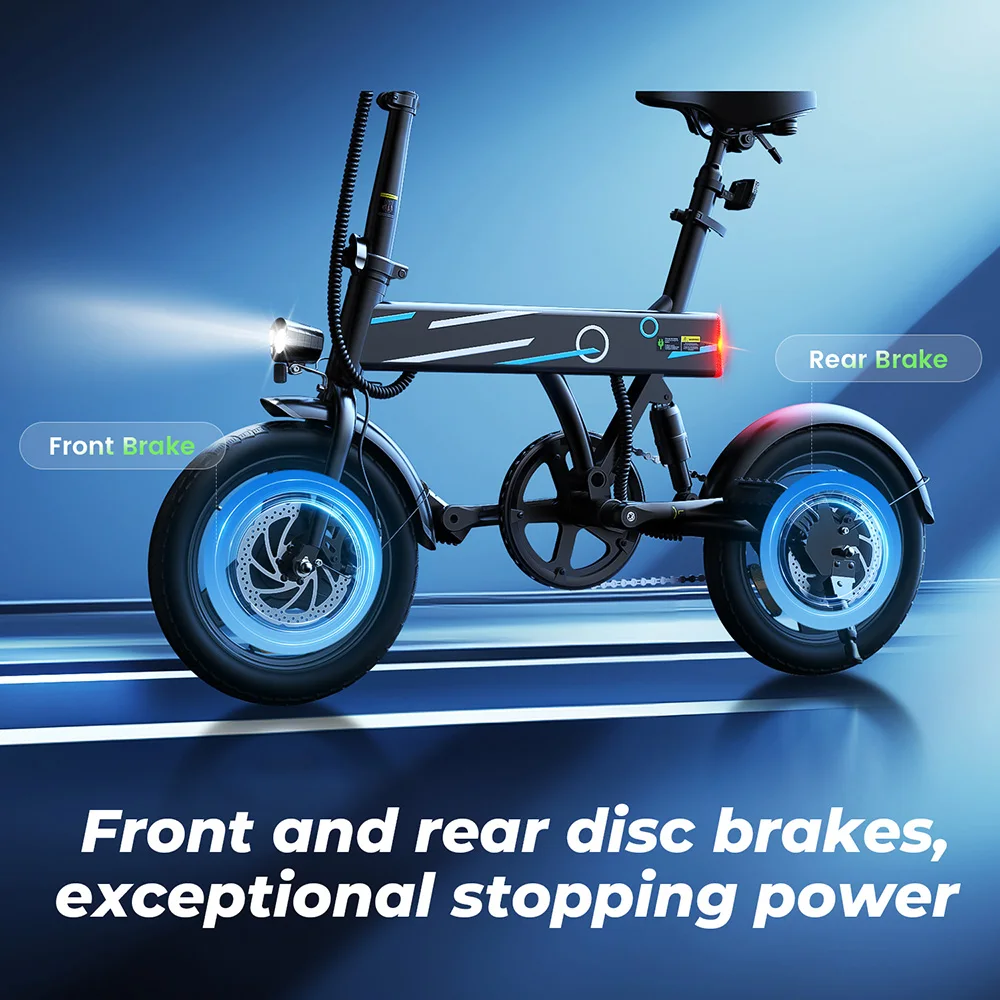 iScooter EB1 Electric Bike, 250W Motor, 36V 7.8AH Lithium Battery, 25KM High Speed City E-Bike With 14inch Foldable For Adults