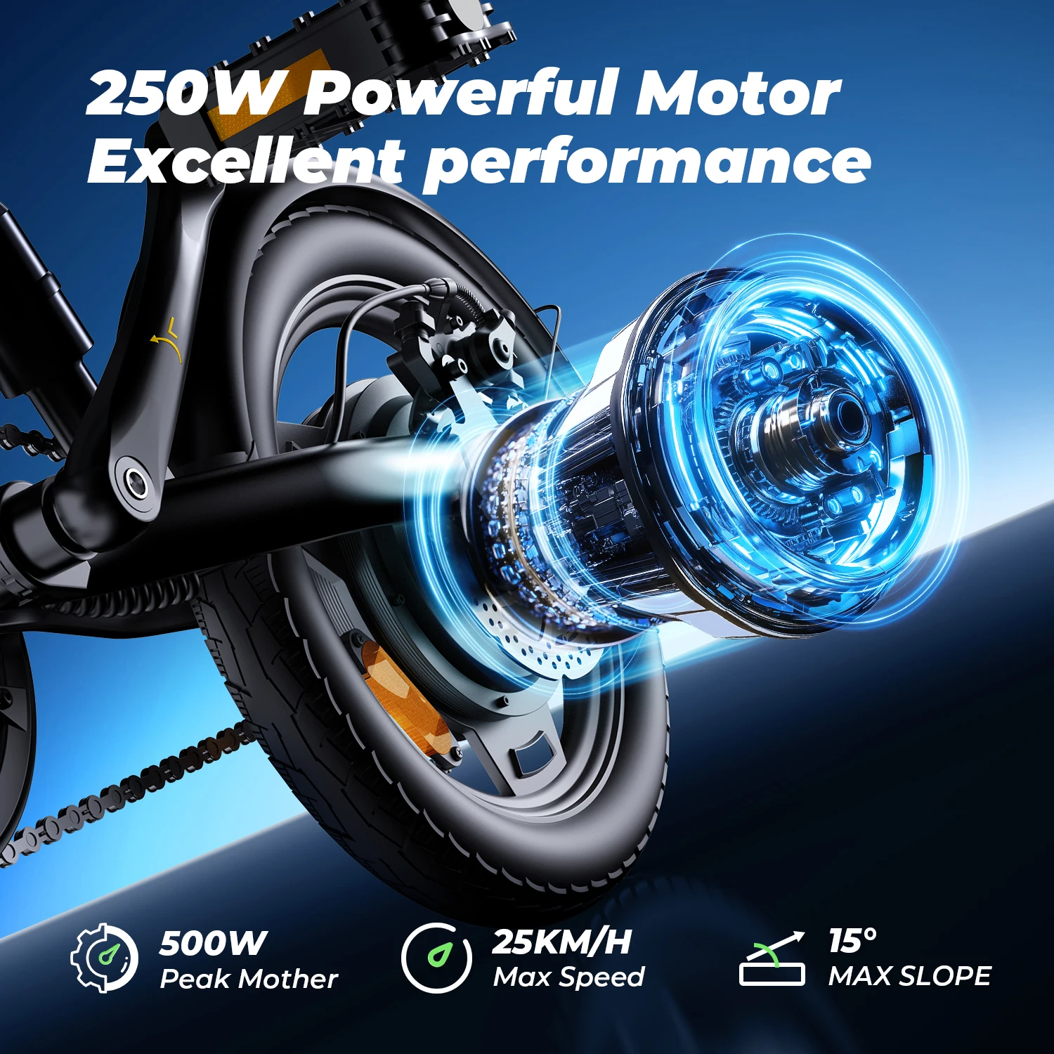 iScooter EB1 Electric Bike, 250W Motor, 36V 7.8AH Lithium Battery, 25KM High Speed City E-Bike With 14inch Foldable For Adults