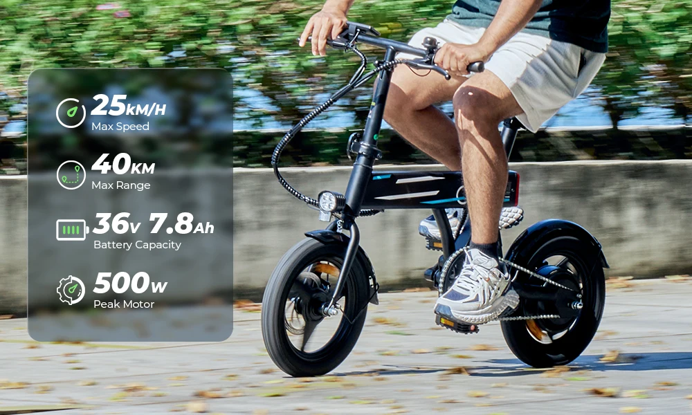 iScooter EB1 Electric Bike, 250W Motor, 36V 7.8AH Lithium Battery, 25KM High Speed City E-Bike With 14inch Foldable For Adults
