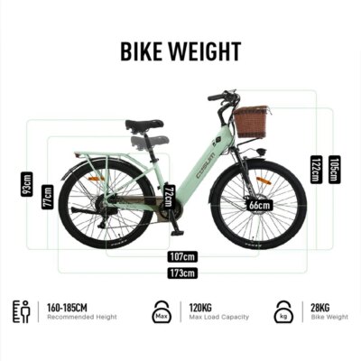 cysum Adult Electric Bicycle 26" Women's City Bike 48V 10.4Ah Removable Battery 25 Km/h Range 80 Km Urban Commuter E-Bike - Image 3