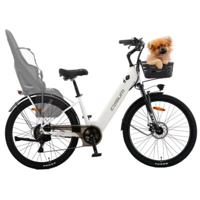 cysum Adult Electric Bicycle 26" Women's City Bike 48V 10.4Ah Removable Battery 25 Km/h Range 80 Km Urban Commuter E-Bike