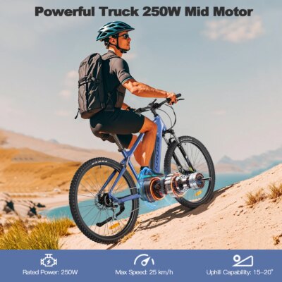 [ON SALE]Electric Mountian Bike 29inch 8Speeds E-bike 250W Mid Motor 43V12AH Removable Battery Adult Electric Bike Powerful MTB - Image 2