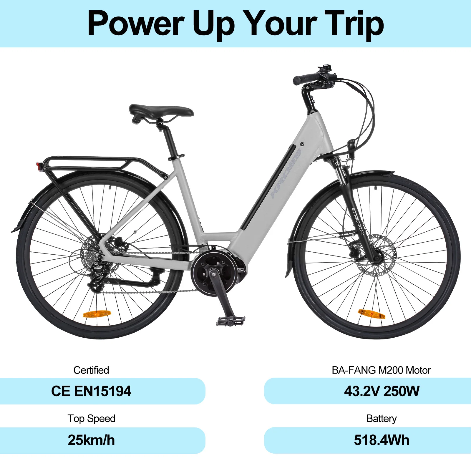 City E-bike 700C 8Speeds Middle Motor City Ebike Pedelec 43V12Ah Battery up to 150km, 28inch Electric Bike 250W Motor Max 25km/h