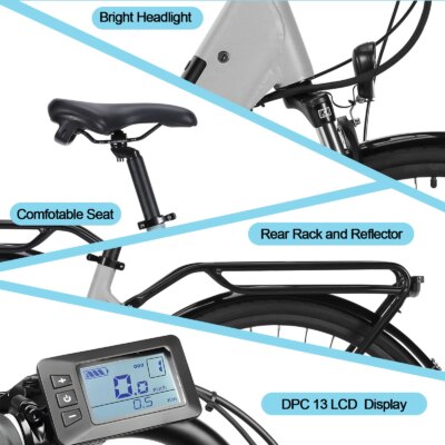 City E-bike 700C 8Speeds Middle Motor City Ebike Pedelec 43V12Ah Battery up to 150km, 28inch Electric Bike 250W Motor Max 25km/h - Image 2