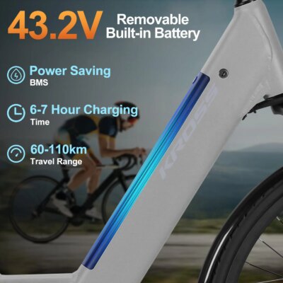 City E-bike 700C 8Speeds Middle Motor City Ebike Pedelec 43V12Ah Battery up to 150km, 28inch Electric Bike 250W Motor Max 25km/h - Image 4