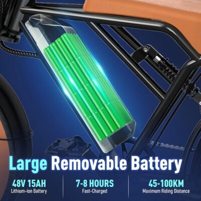 COLORWAY Electric Bikes,20'' Off-Road EBike with 4.0 Fat Tire,250W Motor and 48V 15Ah Battery, 7-Speed City Bike, Elecrtic Bicyc - Image 3