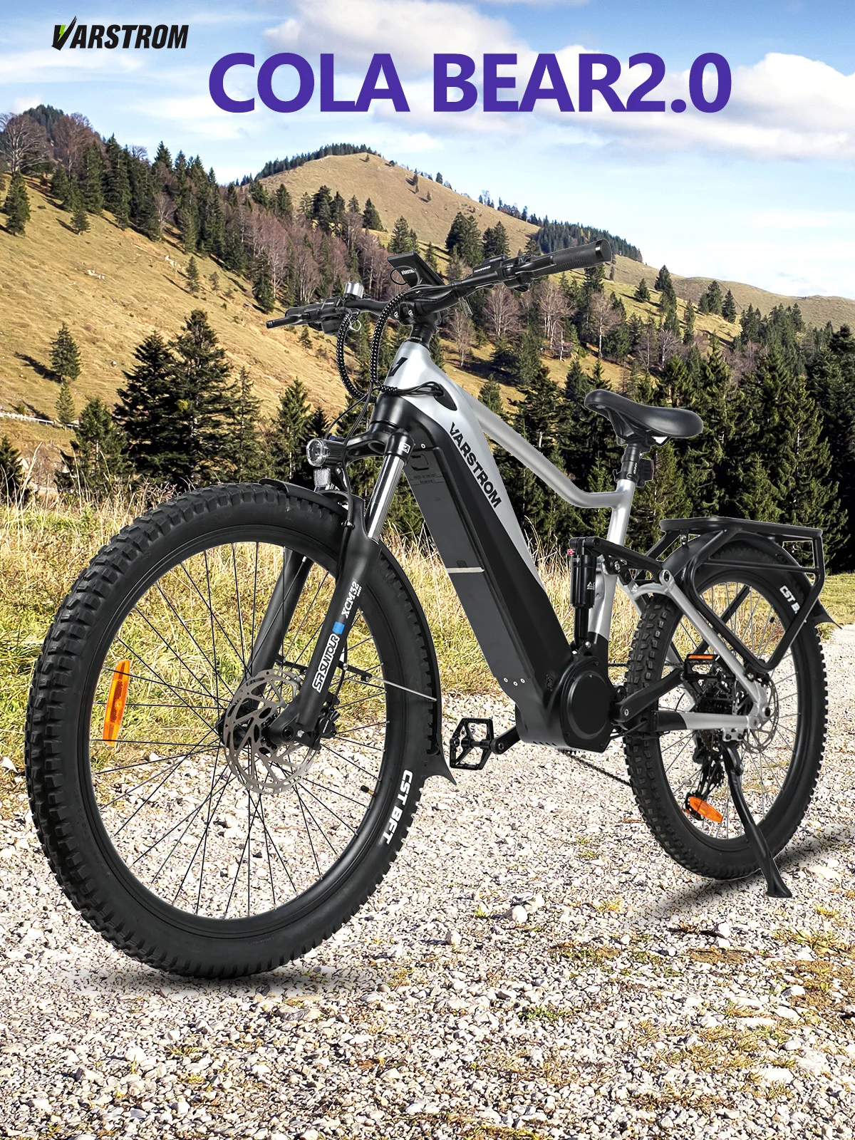 Varstrom Electric Bike 48V 750W 27.5In Cola Bear 2.0 Adult E-bike (Peak 1200W) Mid Motor Kits 960Wh Battery MTB Trekking Bicycle