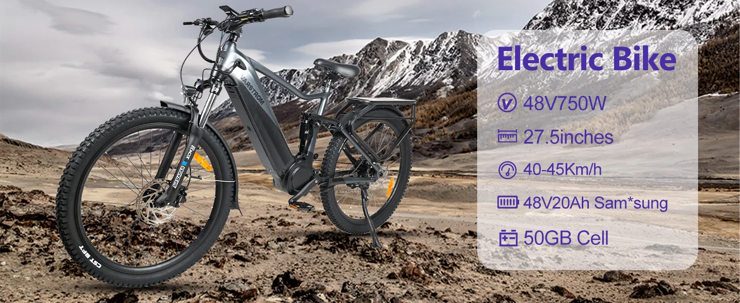 Varstrom Electric Bike 48V 750W 27.5In Cola Bear 2.0 Adult E-bike (Peak 1200W) Mid Motor Kits 960Wh Battery MTB Trekking Bicycle