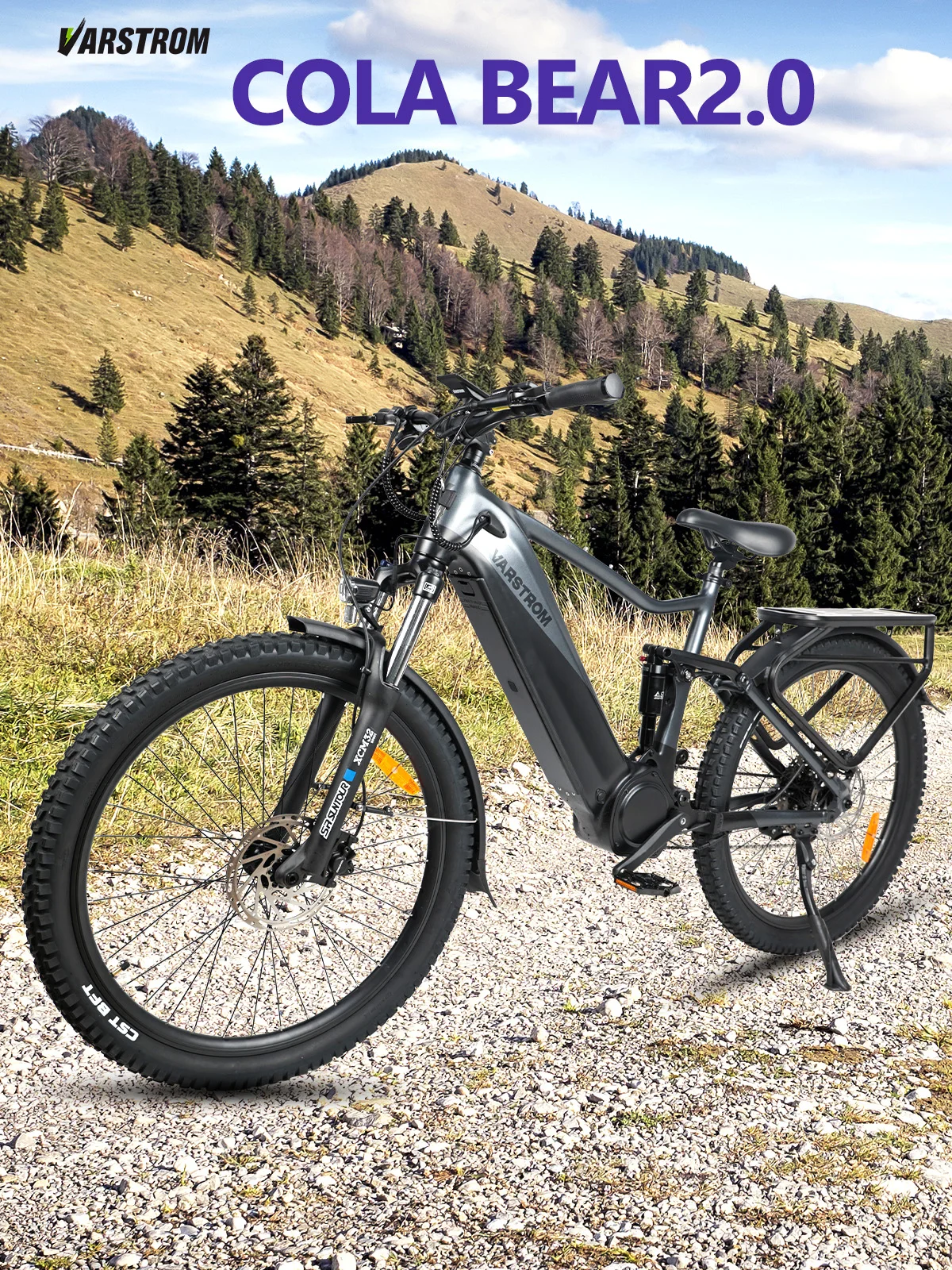 Varstrom Electric Bike 48V 750W 27.5In Cola Bear 2.0 Adult E-bike (Peak 1200W) Mid Motor Kits 960Wh Battery MTB Trekking Bicycle