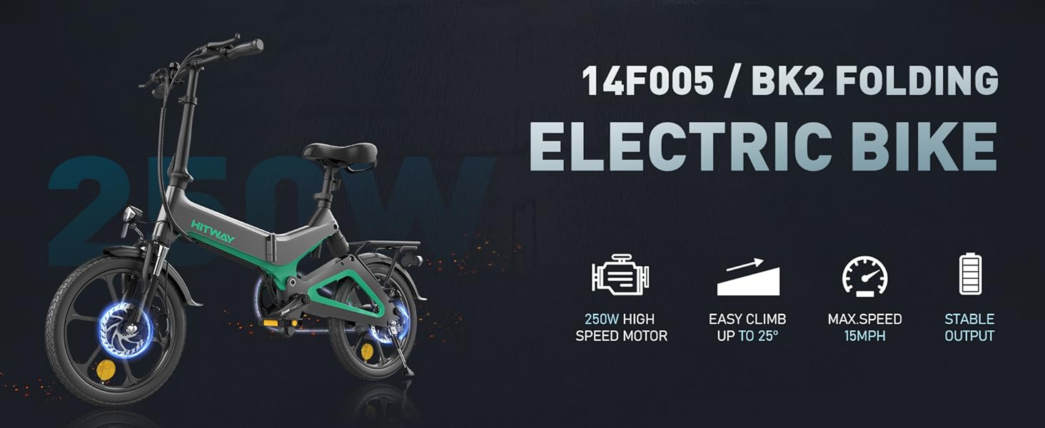 16 electric bike HITWAY W/36V Foldable Electric Pedal Assistance with 7.8ah Battery, Accelerator-Free, for teen