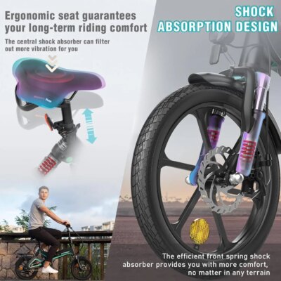 16 electric bike HITWAY W/36V Foldable Electric Pedal Assistance with 7.8ah Battery, Accelerator-Free, for teen - Image 2