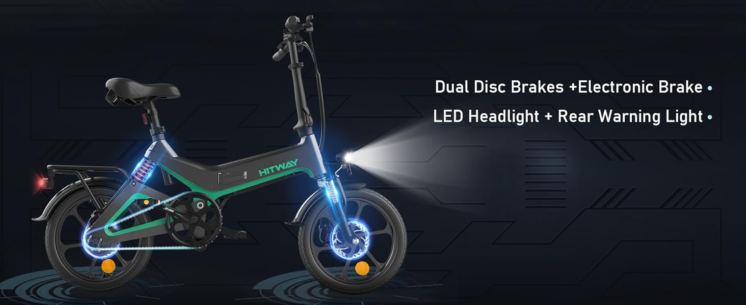 16 electric bike HITWAY W/36V Foldable Electric Pedal Assistance with 7.8ah Battery, Accelerator-Free, for teen