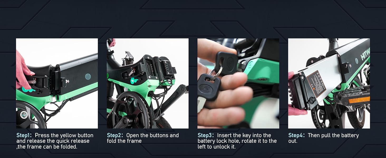 16 electric bike HITWAY W/36V Foldable Electric Pedal Assistance with 7.8ah Battery, Accelerator-Free, for teen