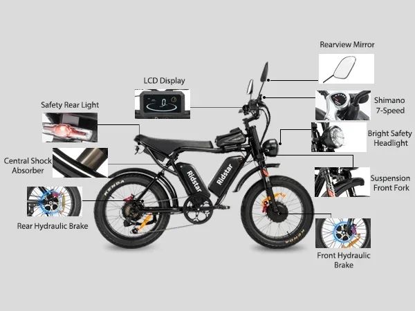 Electric Bicycle 2000W Dual Motor 52V40Ah Dual Lithium Battery Electric Bike Hydraulic Brake All Terrain 20 Inch Fat Tire E-Bike Electric Bicycle 2000W Dual Motor 52V40Ah Dual Lithium Battery Electric Bike Hydraulic Brake All Terrain 20 Inch Fat Tire E-Bike