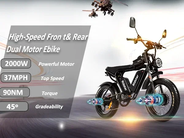 Electric Bicycle 2000W Dual Motor 52V40Ah Dual Lithium Battery Electric Bike Hydraulic Brake All Terrain 20 Inch Fat Tire E-Bike Electric Bicycle 2000W Dual Motor 52V40Ah Dual Lithium Battery Electric Bike Hydraulic Brake All Terrain 20 Inch Fat Tire E-Bike