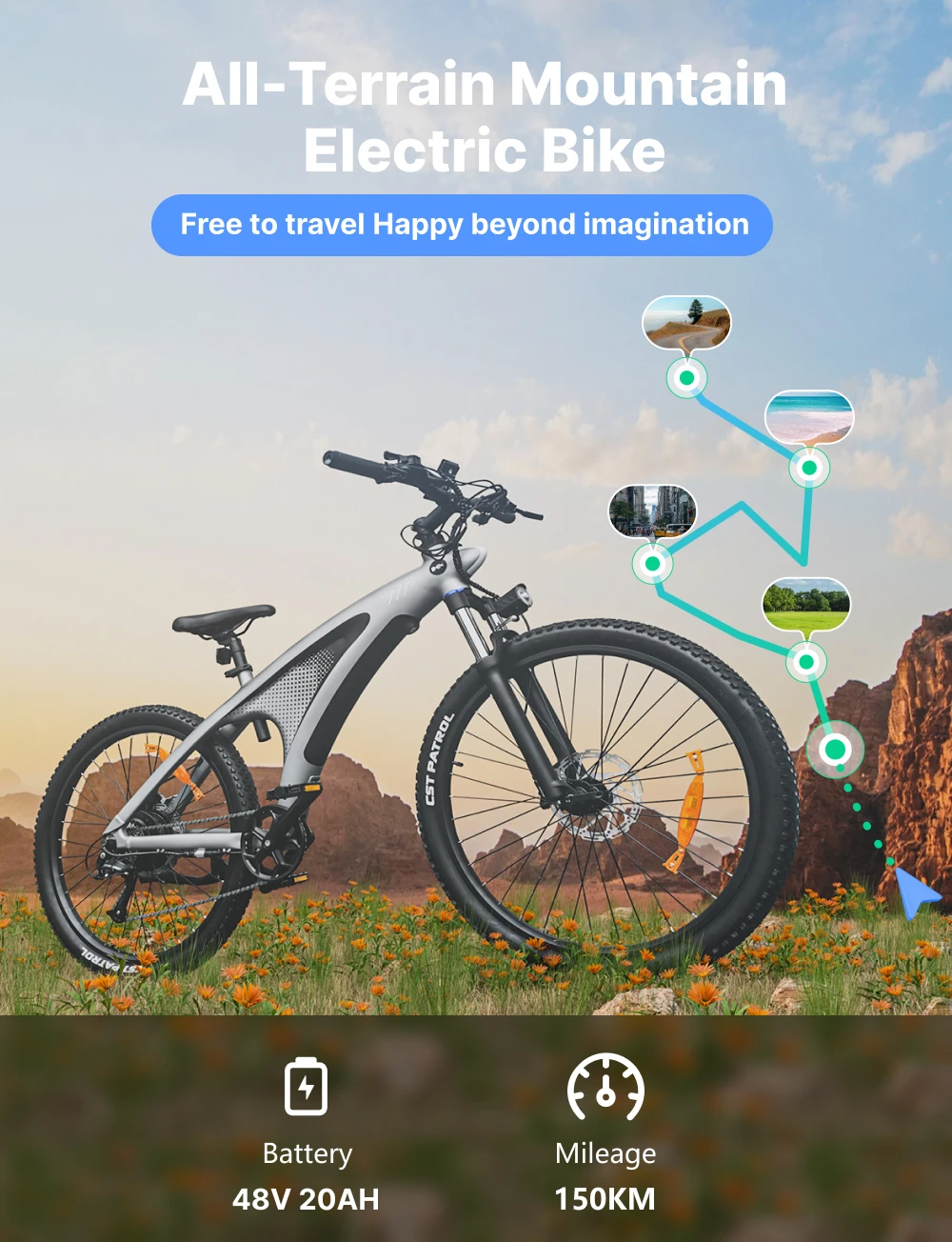 HUANCI Q5 electric bike ebike Adults Electric bicycle  48V 20AH 27.5 Inch electric e bike Electric bike Mountain electric bikes