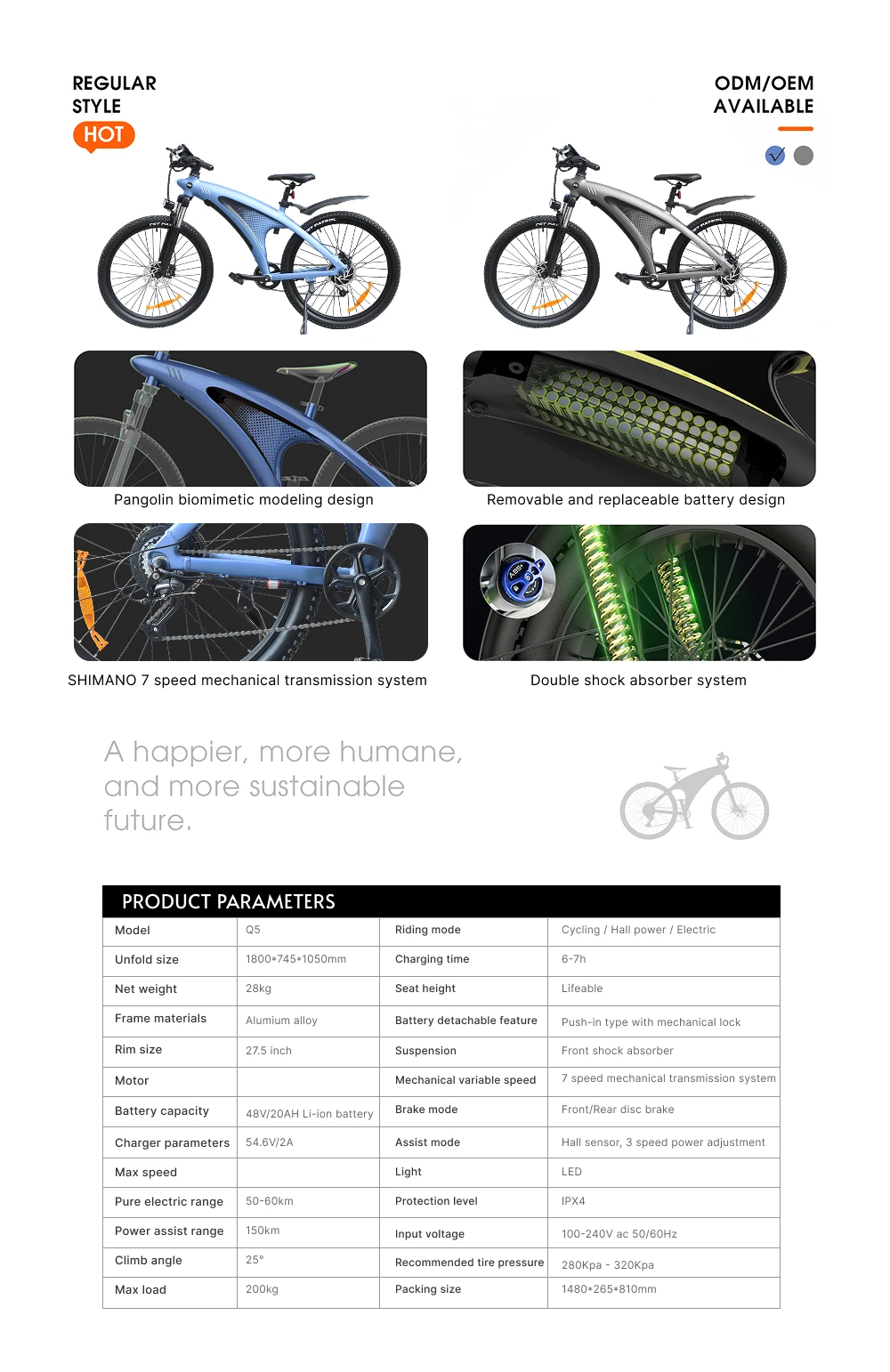HUANCI Q5 electric bike ebike Adults Electric bicycle  48V 20AH 27.5 Inch electric e bike Electric bike Mountain electric bikes