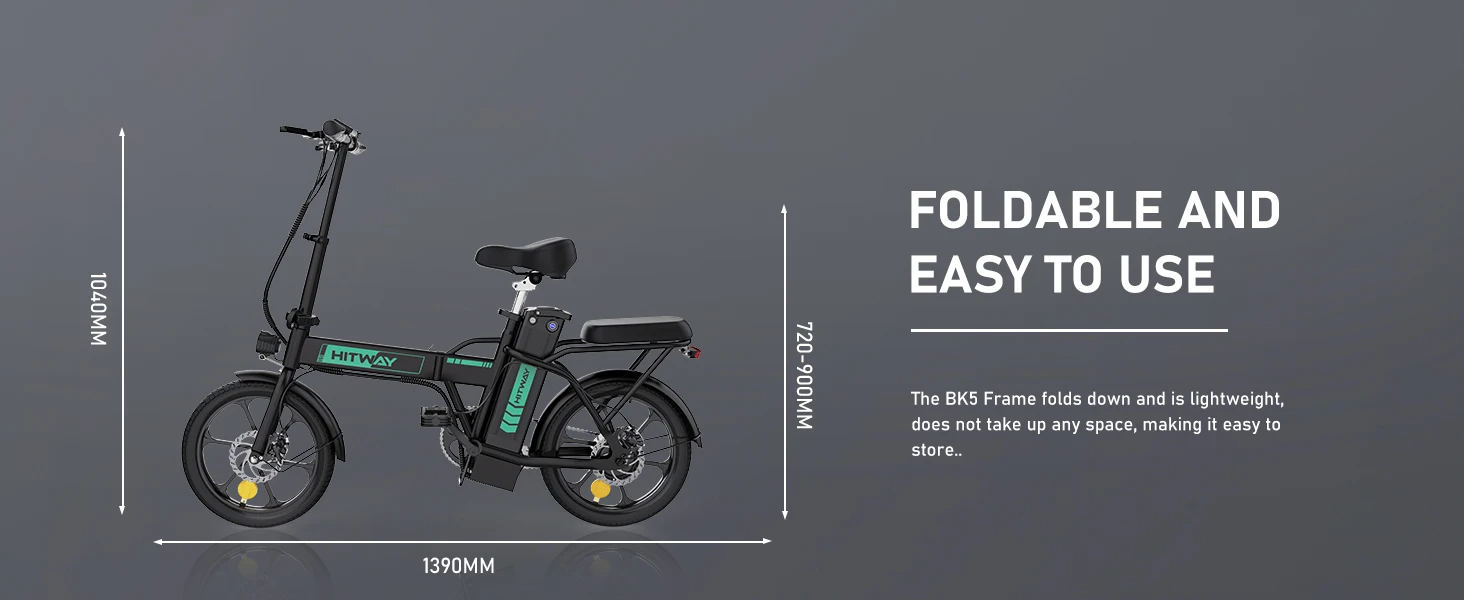 HITWAY Electric bike e-bike foldable city bike Lithium battery 36V/10.4Ah, electric mileage can reach 35-70k