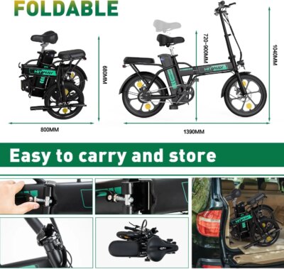 HITWAY Electric bike e-bike foldable city bike Lithium battery 36V/10.4Ah, electric mileage can reach 35-70k - Image 5