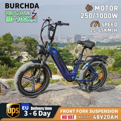 BURCHDA AZ20 Electric cycle 20 "Fat TireAdults E-cycling 48V/20Ah Battery 7 Speed E-Mountain bike Urban switching Men & Women