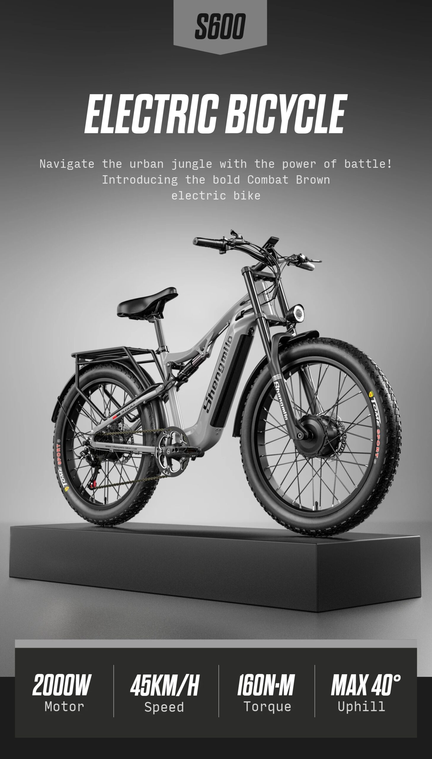 Shengmilo S600 Adult 2000W Men's E-Mountain ebike with Two Motors, 48V17.5AH840WH Battery,26 Inch Wide Tyre Men's Electric Bike Shengmilo S600 Adult 2000W Men's E-Mountain ebike with Two Motors, 48V17.5AH840WH Battery,26 Inch Wide Tyre Men's Electric Bike