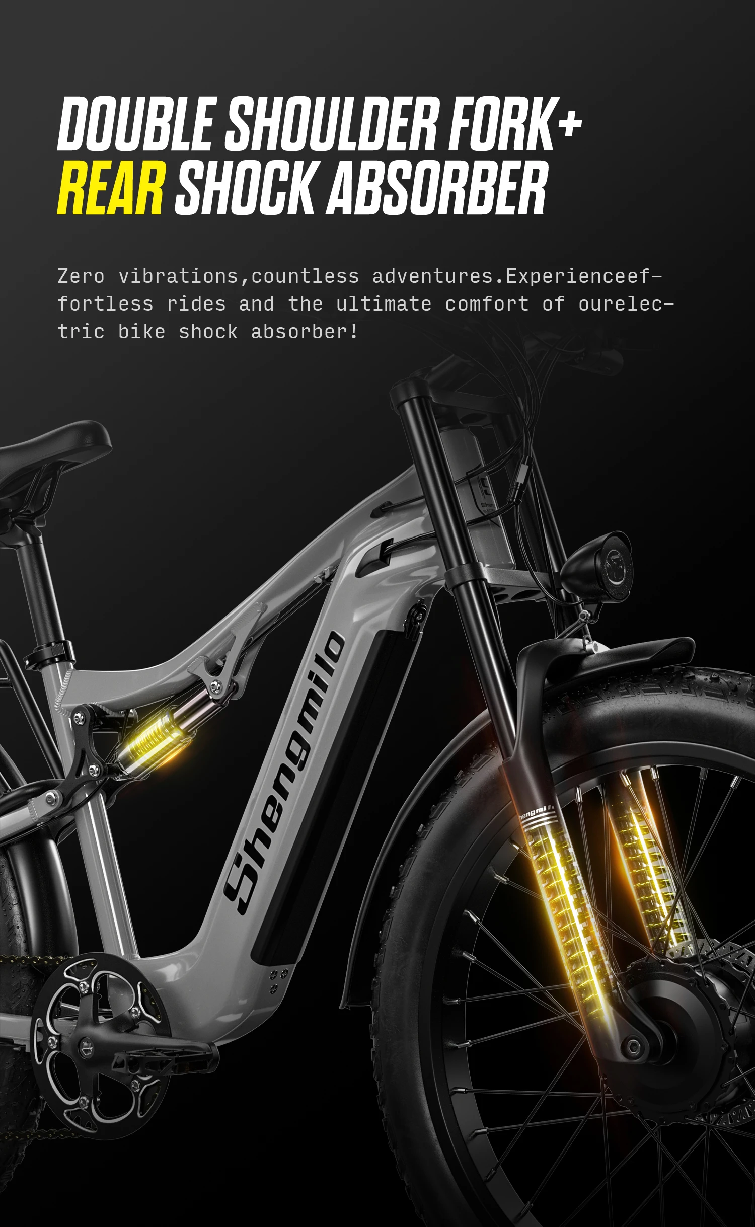Shengmilo S600 Adult 2000W Men's E-Mountain ebike with Two Motors, 48V17.5AH840WH Battery,26 Inch Wide Tyre Men's Electric Bike Shengmilo S600 Adult 2000W Men's E-Mountain ebike with Two Motors, 48V17.5AH840WH Battery,26 Inch Wide Tyre Men's Electric Bike