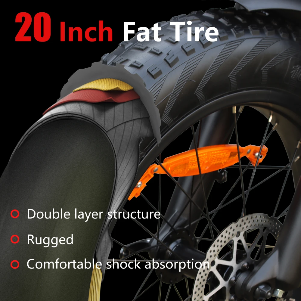 HX Q20PRO Adult Electric Bicycle 48V 20A E Bike Removable Battery Foldable Ebike 20 inch fat tire Electric Bike