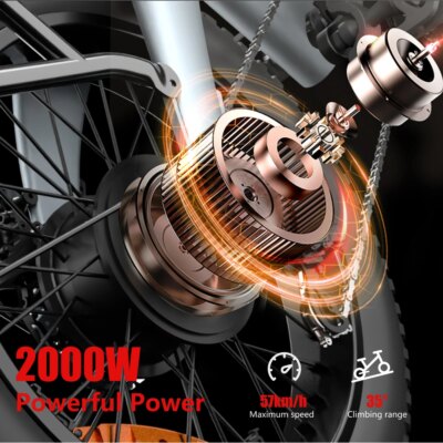 HX Q20PRO Adult Electric Bicycle 48V 20A E Bike Removable Battery Foldable Ebike 20 inch fat tire Electric Bike - Image 3