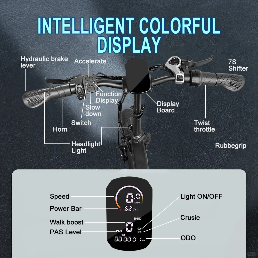 IDOTATA Ebike A2 Electric Bike 750W Motor 48V 20AH Lithium Battery Electric Bicycle Folding 20Inch Fire Tire Adult MTB E-bike